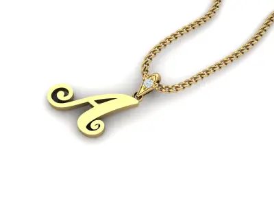 Light Gold Fancy Font Pendant A 3D print model