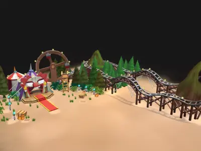 Joker Amusement Park Low-poly 3D model