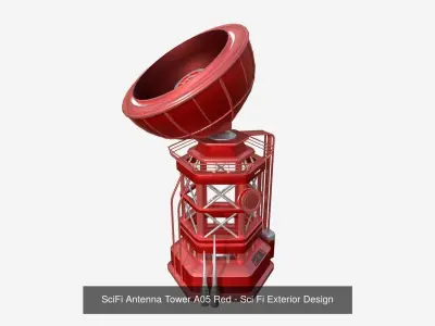 10 Sci Fi Buildings Collection E - Red - Exterior Design 3D Model Pack