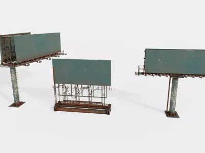 street advertisement billboard with 4k pbr game ready Low-poly 3D model