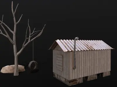 Wooden Cabin  Low-poly 3D model