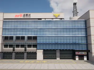 Korean Modular FireStation Low-poly 3D model