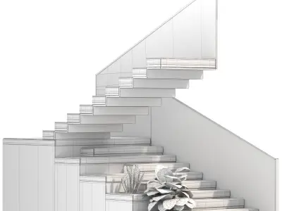 wood staircase Free 3D model
