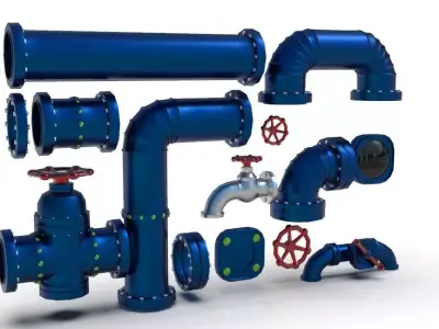 Game Assets Iron Tubes pack 3D model