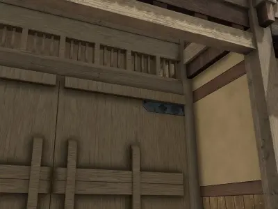 Korean Traditional House Hanok Door Low-poly 3D model