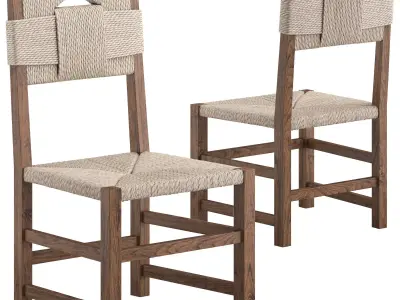 Oak and Rush Chair 3D model