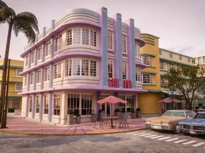 MIAMI VICE CITY ART DECO BUILDING 5 Low-poly 3D model