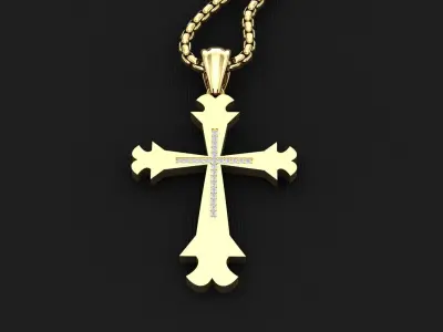 High Cross Pendant Light Gold 18K 3CP039 3D print model