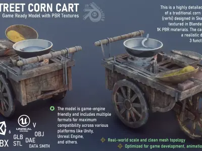 Corn Cart Low-poly 3D model