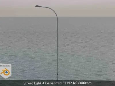 Street Light 4 Galvanized F1 M2 K0 6000mm  Low-poly 3D model