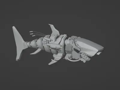 Sea Horror Scary Robo Shark Low-poly 3D model
