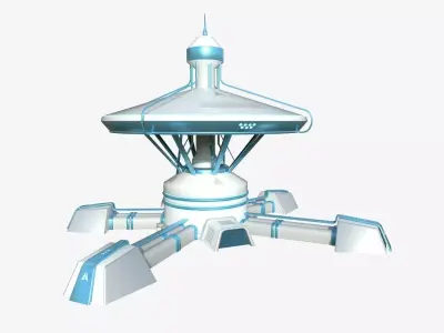 SciFi Facility C01 White Blue - Sci Fi Exterior Design Low-poly 3D model