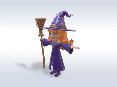Adorable Witch halloween Character 3D model