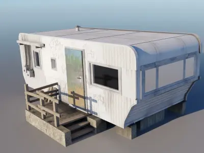 Trailer House dirty in two version with 15 set Low-poly 3D model