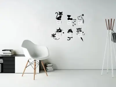 Cats of Light Switch 2D Wall Art  STL and SVG 3D print model