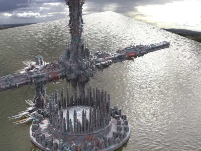 Dragon Space Station complex Kitbash 1 3D model