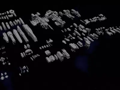 Sci-Fi Space Ships Kitbash Kit 3D model