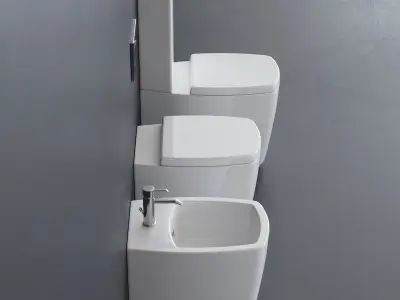 GALASSIA WC SA02 bidet and toilet art 8960 art 8961 art 8962 Low-poly 3D model