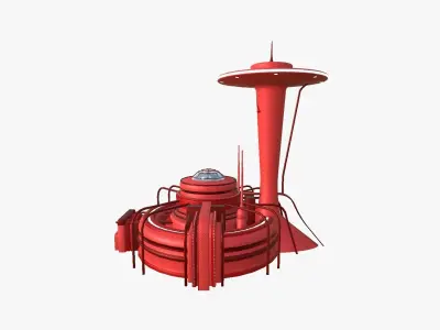 SciFi Facility D05 Red - Sci Fi Exterior Design Low-poly 3D model