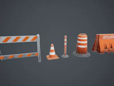 Stylized Traffic Cones Low-poly 3D model