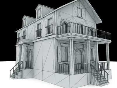 Residential house 01 Low-poly 3D model