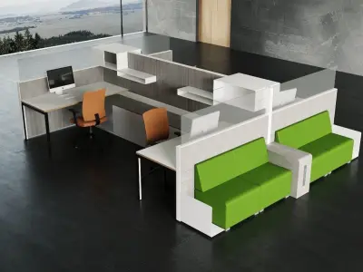 Modern Office Table and Chair Set 3D Model Scene set4 3D model
