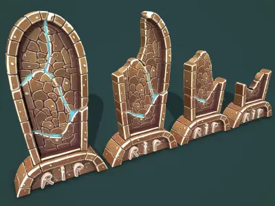 Fantasy gravestone rounded Low-poly 3D model