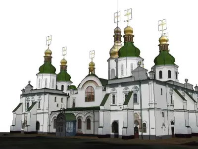 Architecture-Religion-God-Culture-Temple-031 church with domes 3D model