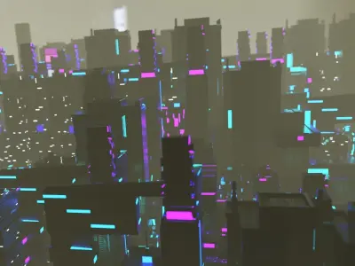 Cyberpunk city enviroment base 3D model