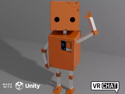 Cute Rectangular Robot for VRChat Low-poly 3D model
