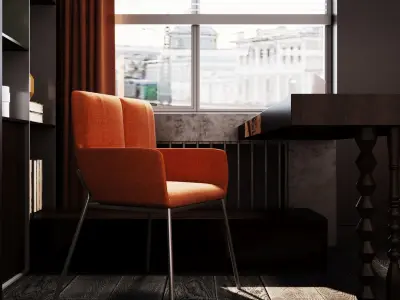 Orange and black shades in the interior 3D model