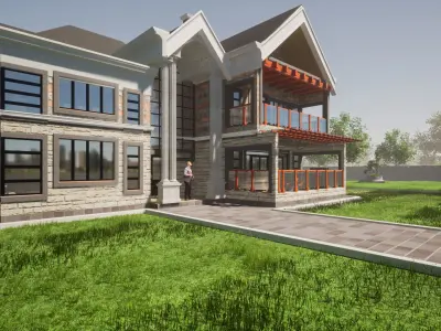 Mansion Exteriors  Low-poly 3D model