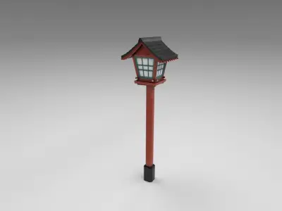Red japanese lantern Low-poly 3D model