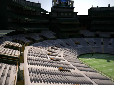 American football field Stadium Low-poly 3D model