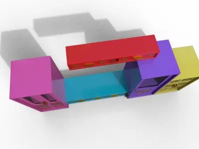 Set Modern Furniture 3D Model Low-poly 3D model