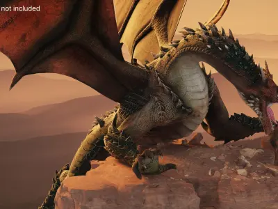 Fantasy Dragon Creature and Skeleton Rigged Collection 3D model