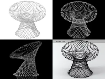 W F C four different wire chair designs 3D model