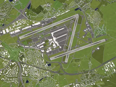 Brussels 50x50km City Map Model 3D model