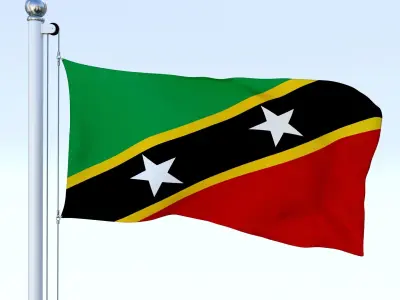 Animated Saint Kitts and Nevis Flag Low-poly 3D model