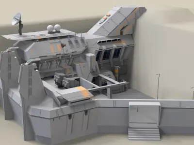 Complex 2 futuristic building 3D model