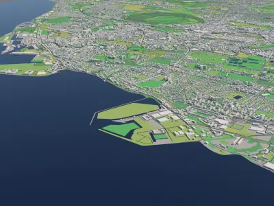 Edinburgh Scotland UK 25x25km 3D City Map 3D model