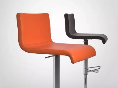 Amba two modern bar stools in orange 3D model