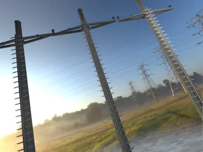 Concrete Electricity Pole with Ladder - Object 054 Low-poly 3D model