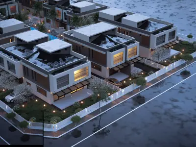 8 block villa project 3D model