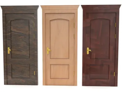 exterior interior wooden door set Low-poly 3D model