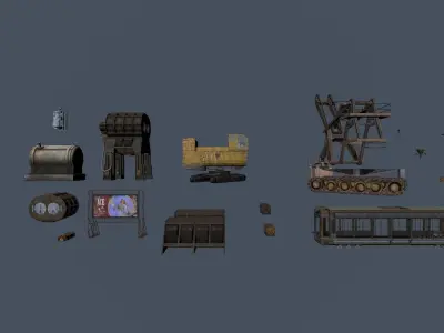 Electric city assets for game Low-poly 3D model