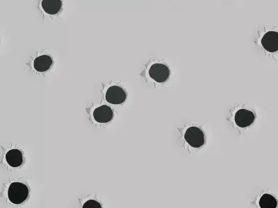 Bullet Holes Damage White Surface PBR Seamless Texture