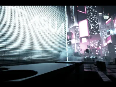 Futuristic Rooftop City Environment Low-poly 3D model