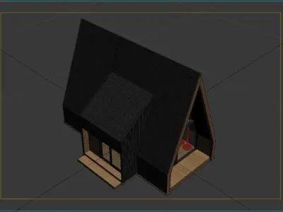 APF62 Modern A Frame Cabin Small 3D House Model with Loft 62 Sqm Low-poly 3D model