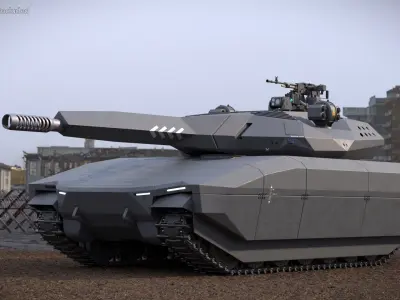  Futuristic Low-Profile Battle Tank Dark Gray 